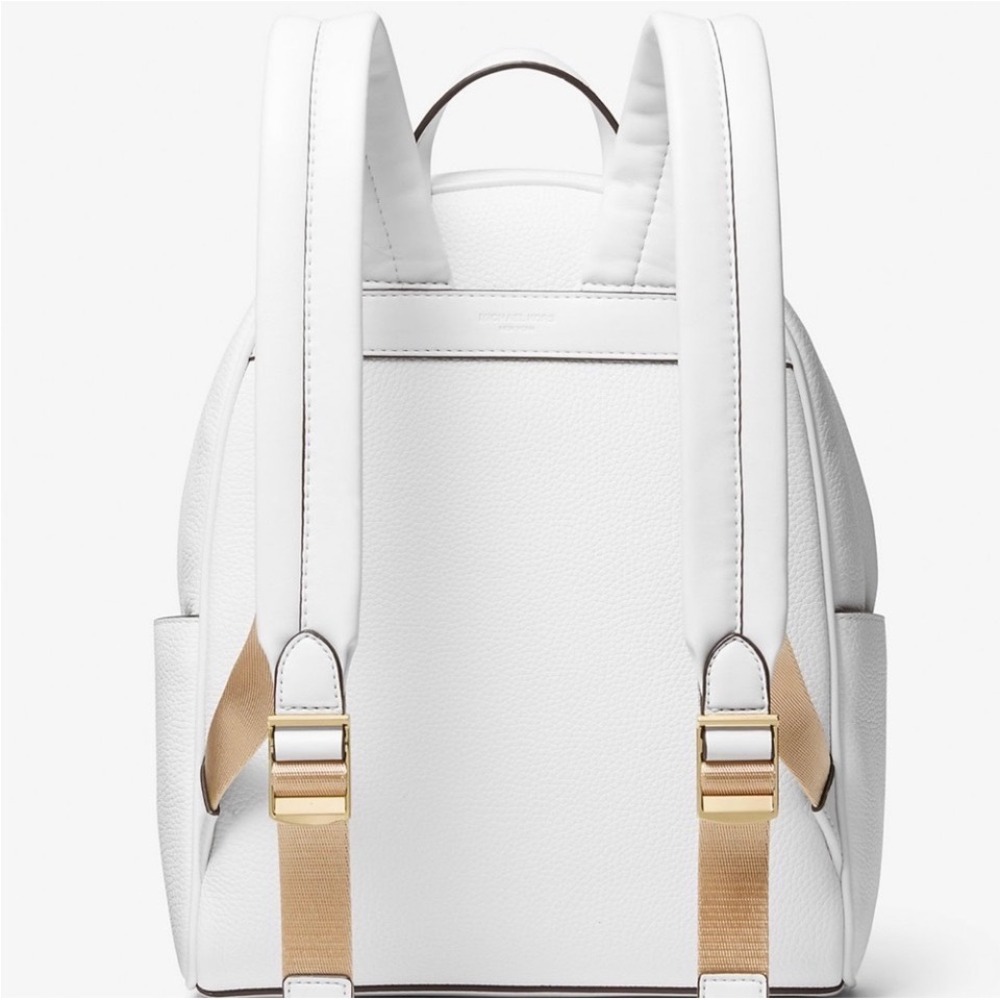 Michael Kors Bex Medium Pebbled Leather Backpack Optic White Leather Travel - Picture 4 of 16